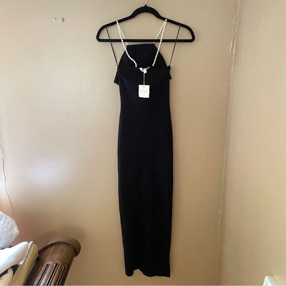 Favorite Daughter Ropes of Pearl Dress meteorite black rib knit midi Revolve S - Picture 10 of 13
